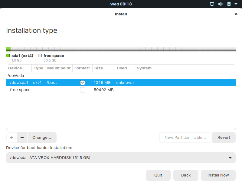 Boot Partition Created