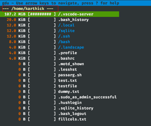 Check Disk Usage of Home Directroy