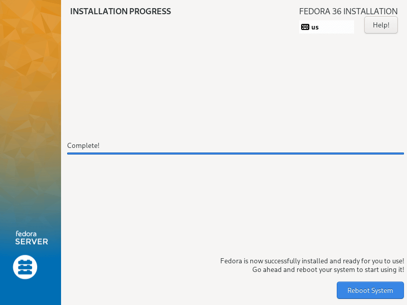Fedora Installation Completes