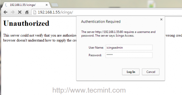 Icinga Admin Login