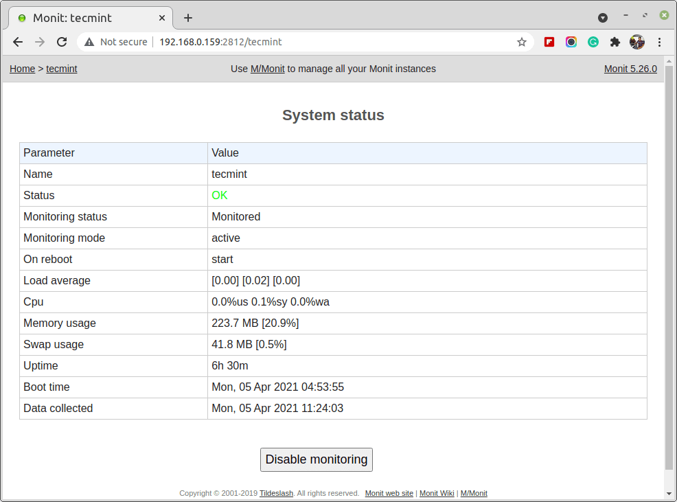 Monit Monitor Linux System