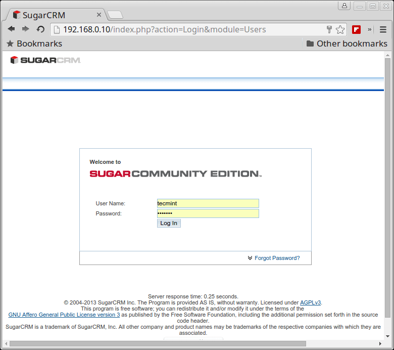 SugarCRM Login