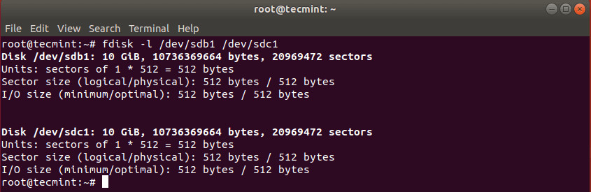 Verify Linux Partition Cloning