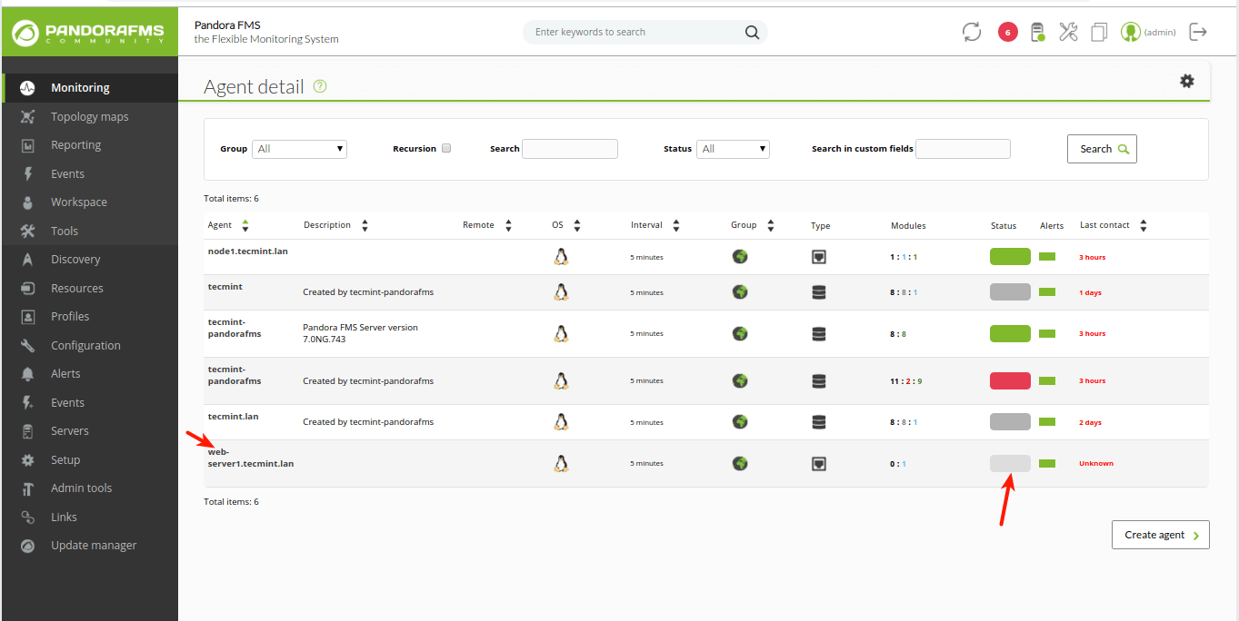 View Pandora FMS Agent Details