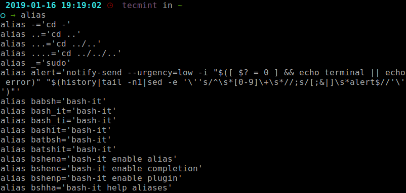 View Current Aliases in Linux